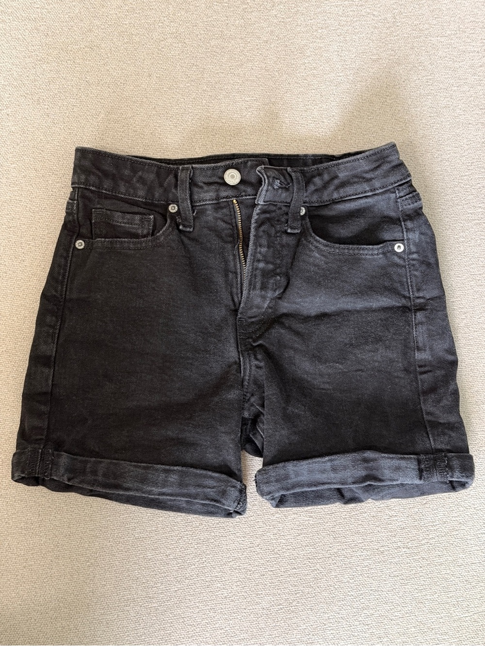 Old Navy Black Rolled Cuff Denim Shorts